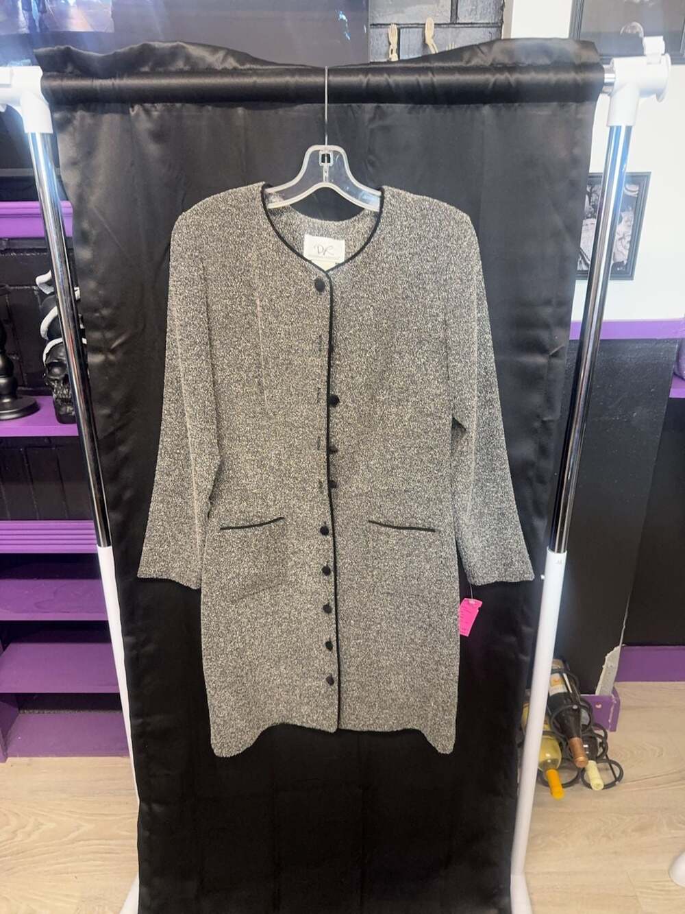 Donna Ricco Vintage Speckled Knit Long Cardigan Jacket Size 10